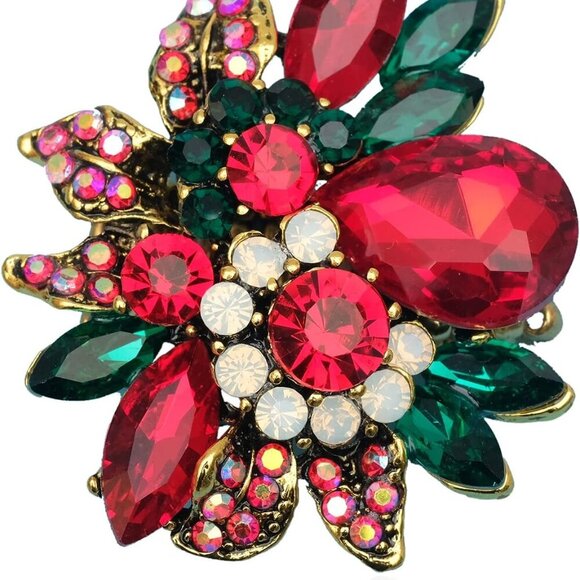 Jewelry - Luxury Women's Austrian Crystal Leaves Flower Big Cocktail Statement Rings Stret
